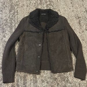 Gucci leather jacket with sherling lamb fur.